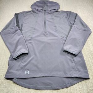 Under Armour Jacket Women Medium Gray Pullover Squad Woven 1/2 Zip Lightweight
